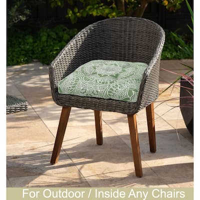Indoor/Outdoor Chair Seat Cushion, Tufted, Weather, and Fade Resistant, 19" x 19"