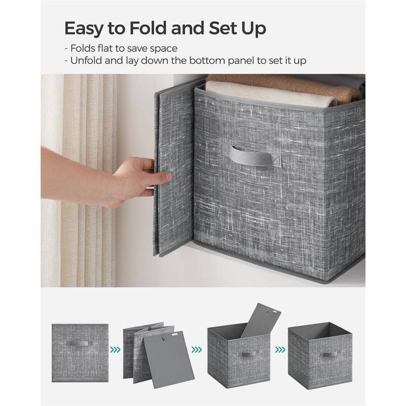 13 Inch Set of 6 Fabric Foldable Storage Cubes with Handles for Closet or Bedroom Organization - 13”L x 13”W x 13”H