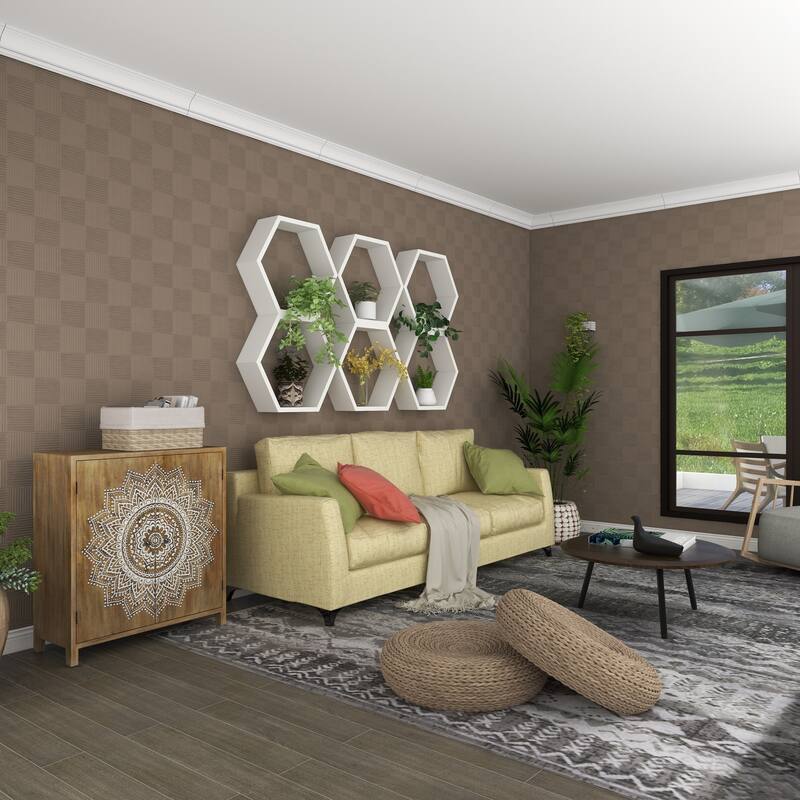 Brown Wood Bohemian Cabinet 36 x 32 x 14