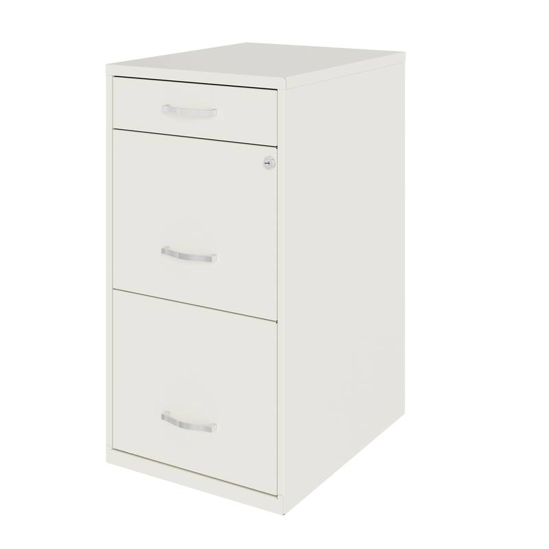 Space Solutions 18" Deep 3 Drawer Metal File Cabinet, Pearl White