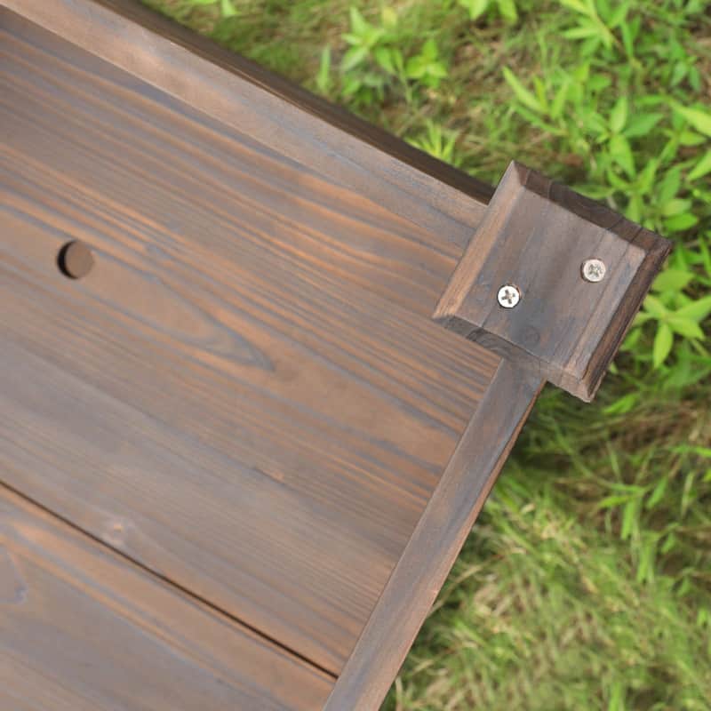 VEIKOUS Wood Raised Garden Bed with Drainage Holes, Outdoor Elevated Planter Box