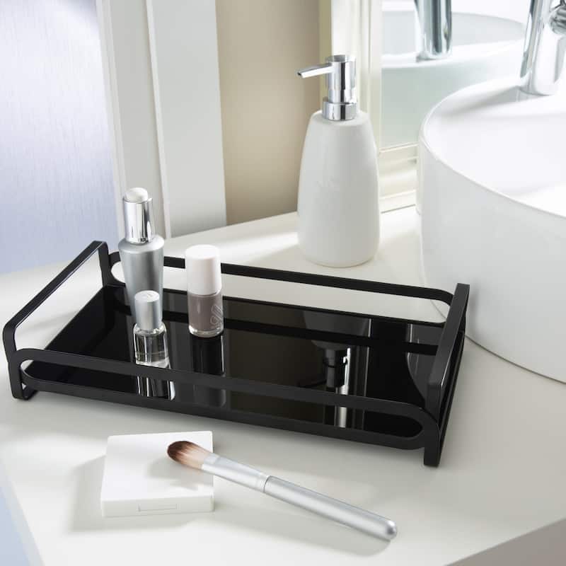 Elle Decor Noir Vanity Tray - Black - 12.8"x 6.7"x 2.7"