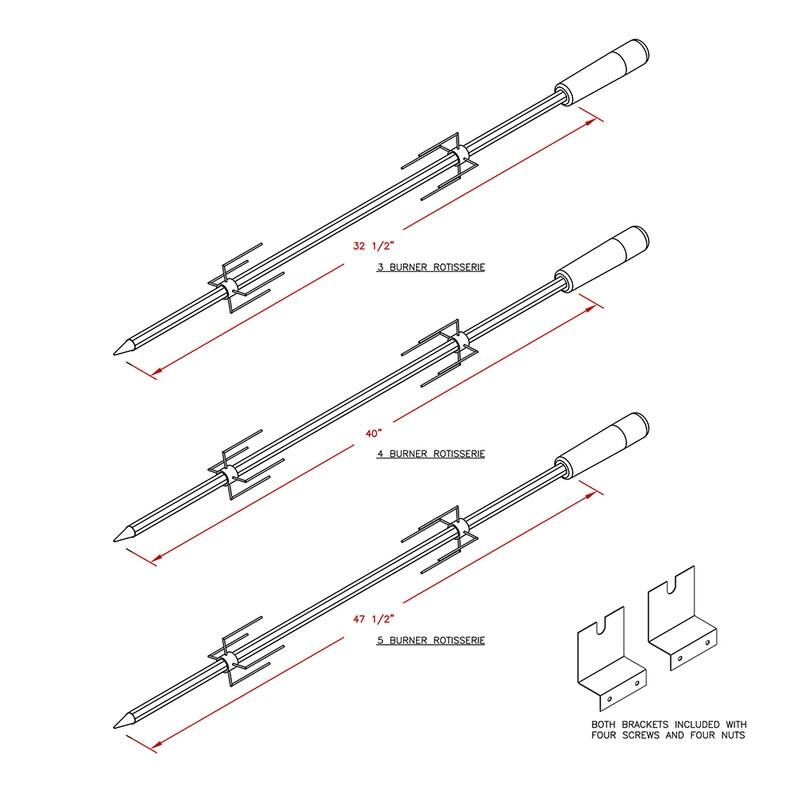 Cal Flame Grill Rotisserie 4-burner Rod Kit
