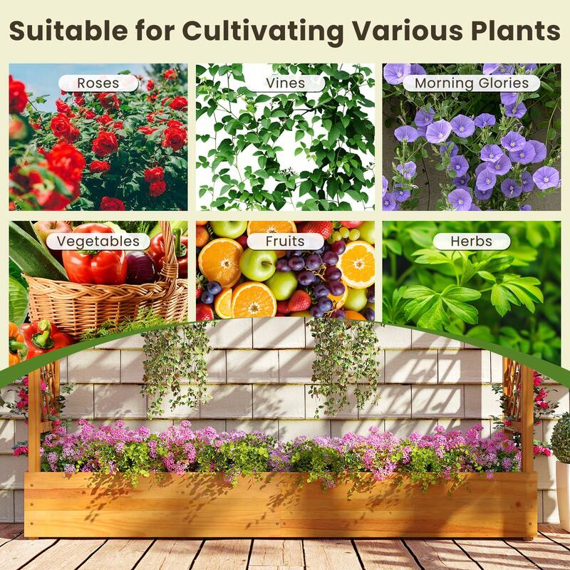 Costway 1/2 PCS 45” Raised Garden Bed with Trellis with Hanging Roof,