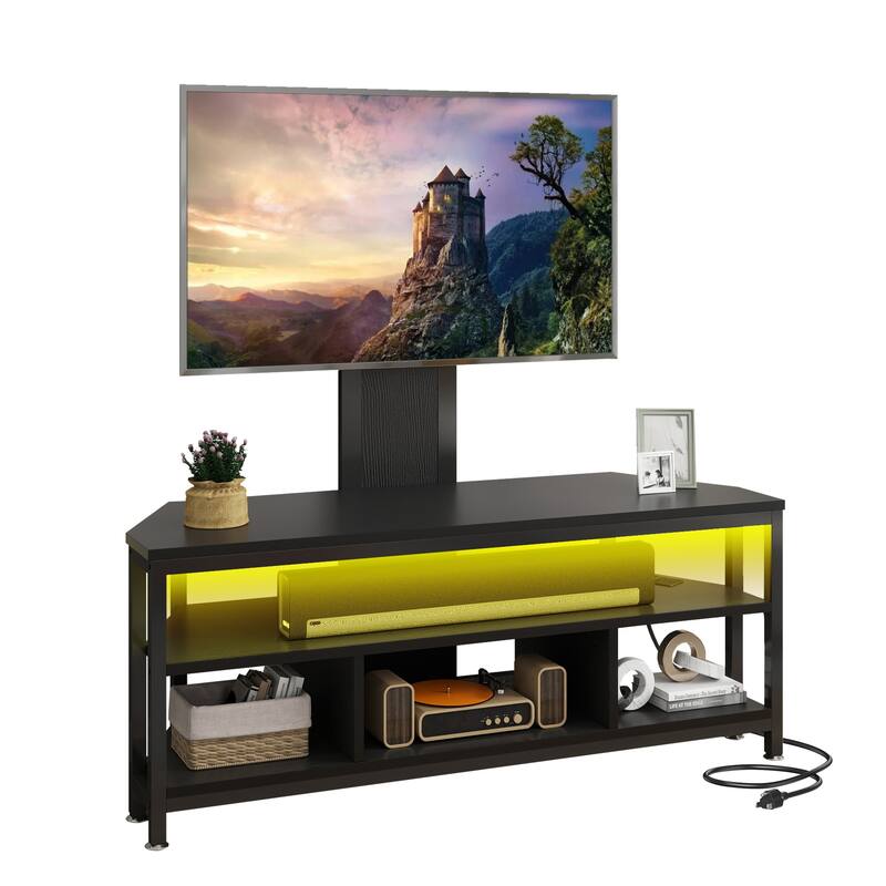 Moasis LED Light TV Stand with Mount, Power Outlet amd USB Port for TVs up to 70" - Black