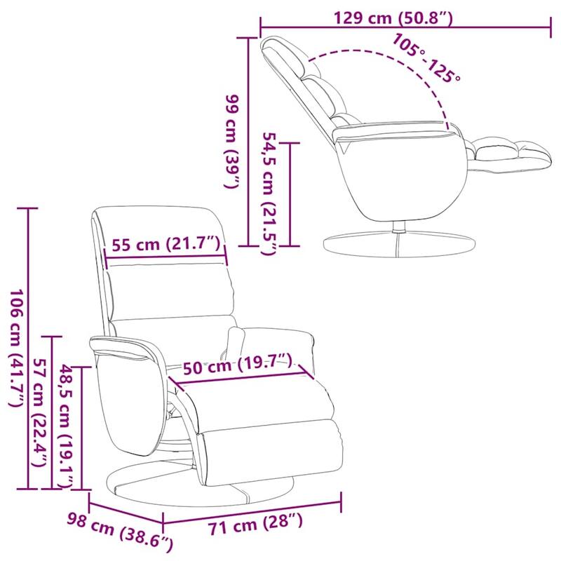 vidaXL Massage Recliner Chair Black Faux Leather, Metal, Plywood Medium