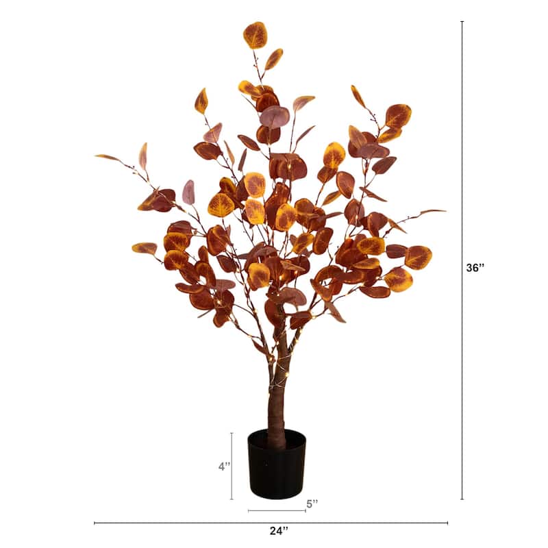 Pre-lit Eucalyptus Fall Harvest Artificial Tree - 3' - Red