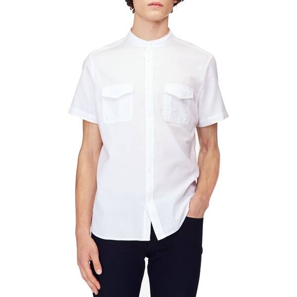 Shop Calvin Klein Jeans White Mens Size Xl Pockets Banded Collar