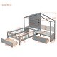 preview thumbnail 3 of 16, Twin Size House Bed Kids Bed Upholstered Sofa, Gray