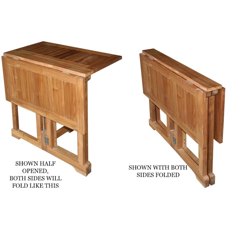 Chic Teak Hatteras Square Teak Wood Outdoor Folding Patio Table, 35 Inch (table only)