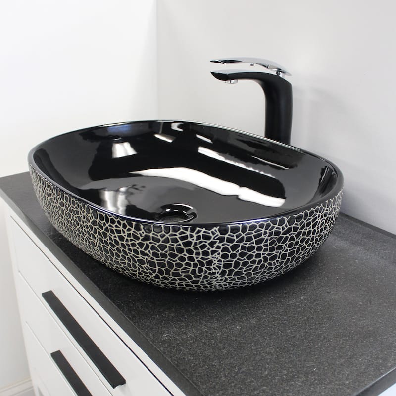 Dowell Ceramic Vessel Sink - Oval - 24" Oval - Black