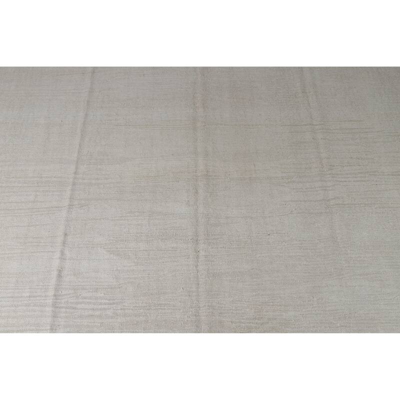 Hand Woven Oriental Cotton Carpet Modern Solid Beige & Ivories Kilim Area Rug - 11' 4'' X 9' 4''