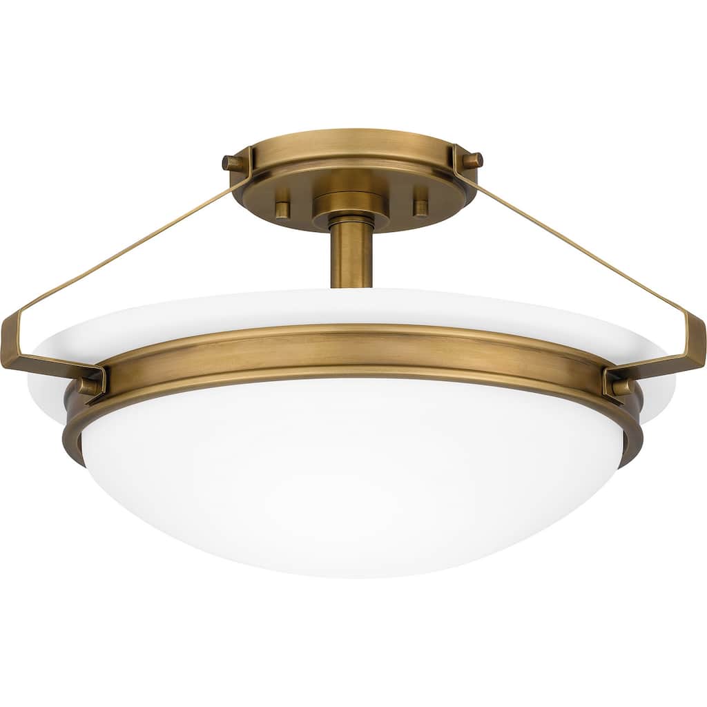 Quoizel Semi-Flush Mount 2-Light Semi-Flush Mount in Weathered Brass