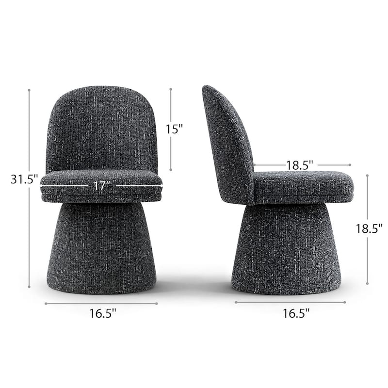 Swivel Fabric Upholstered Dining Chair(Set of 2)