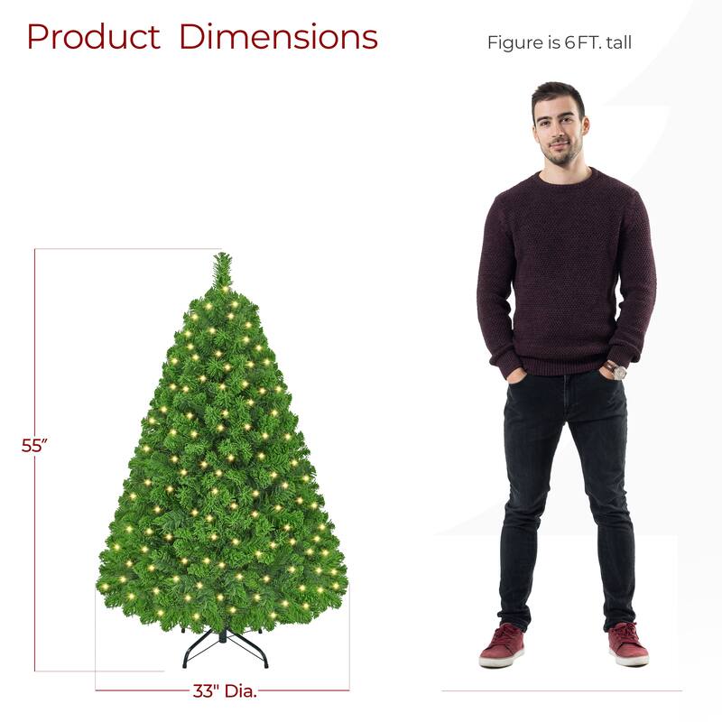 Yaheetech Pre-lit Flocked Artificial Christmas Tree with Foldable Stand