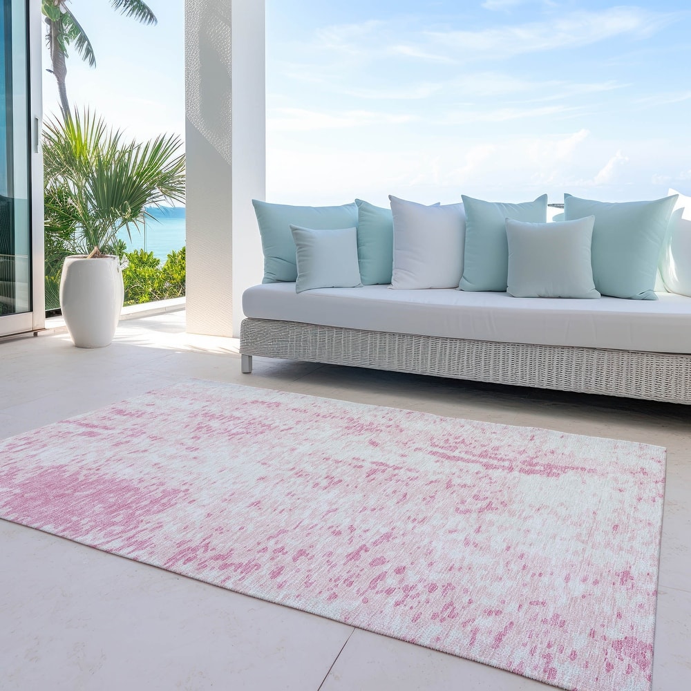Machine Washable Indoor/ Outdoor Modern Abstract Chantille Rug