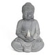 Grey Stone Finish MgO Meditating Buddha Garden Statue with Solar Light ...