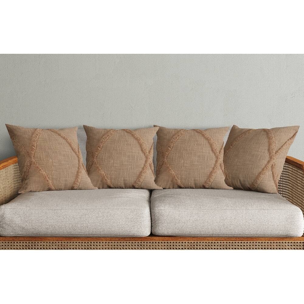 Heartham Set of 4 Contemporary Diamond Cotton Throw Pillow Covers, 20" x 20", 4 PCS (Covers Only) by Sevita