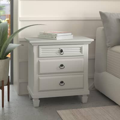 Gracewood Hollow Gregory White Pine Wood 3-drawer Nightstand