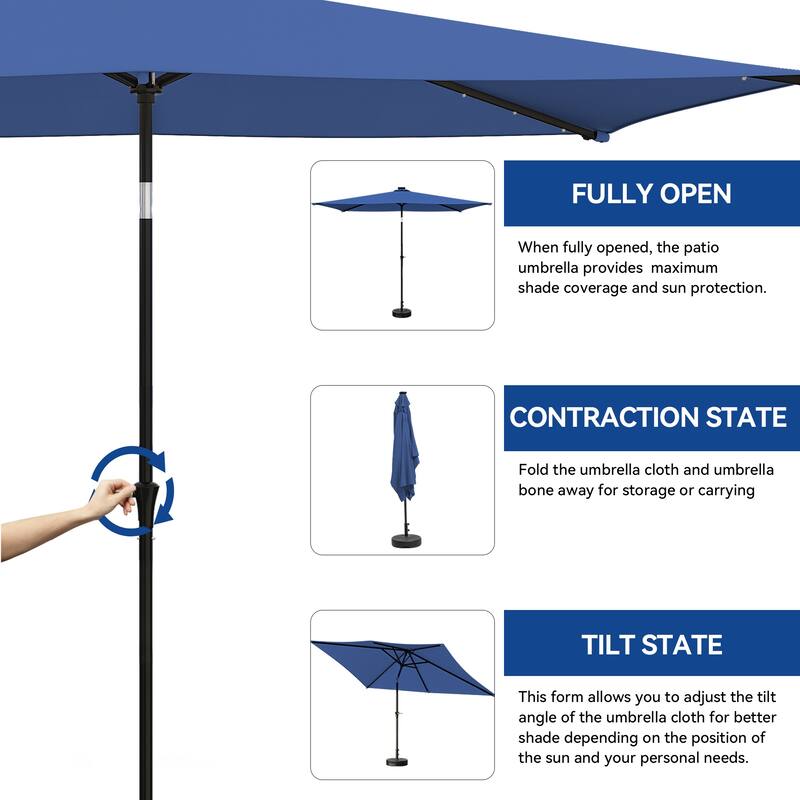120'' x 78'' Rectangular Market Umbrella With 26 LED Lights