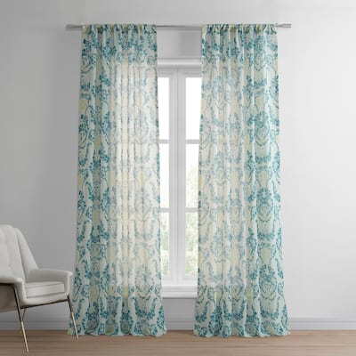 Exclusive Fabrics Terrace Printed Faux Linen Sheer Curtain (1 Panel)