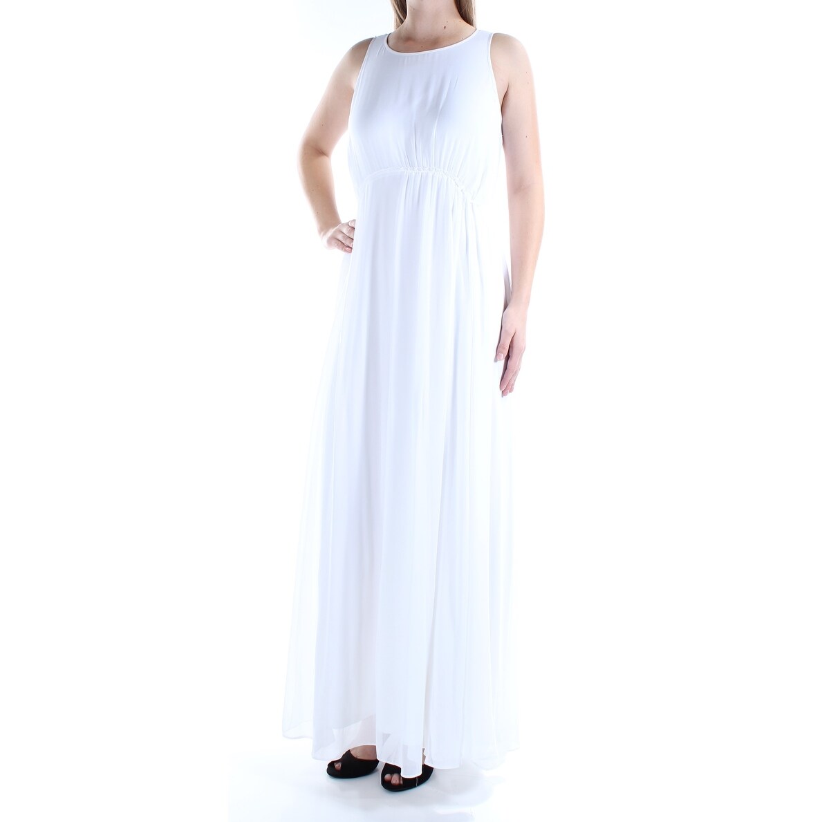 Shop Calvin Klein Womens White Pintucked Sleeveless Jewel Neck