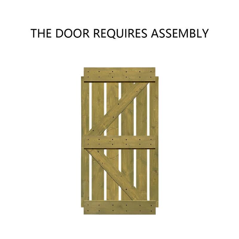 CALHOME K Series Stained Wood Sliding Barn Door with Hardware Kit