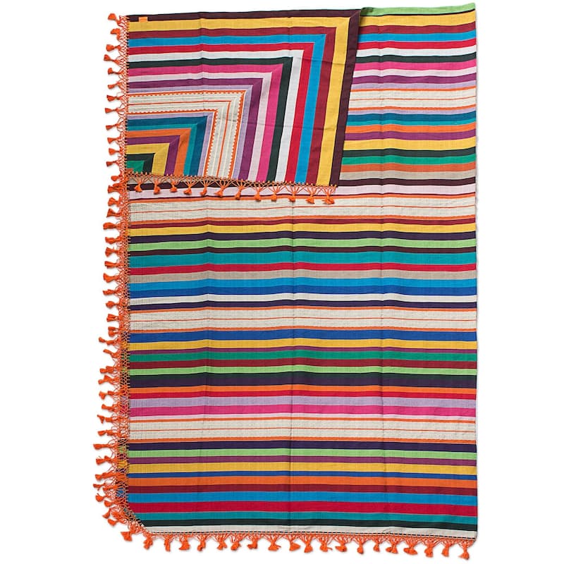Novica Handmade Zapotec Sunset Cotton Blanket (Mexico)