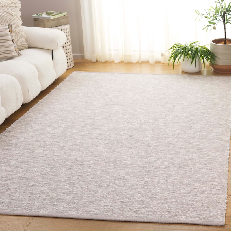 SAFAVIEH Handmade Montauk Jorun Cotton Rug - 6' Square - Light Grey/Ivory