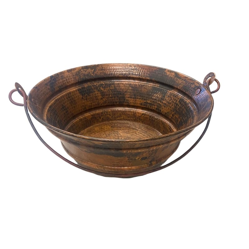 15" Round Natural Patina Copper BUCKET Vessel Bathroom Sink - 15" x 15" x 6"