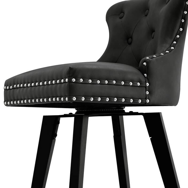 LUE BONA Swivel Bar Stools Counter Height, Upholstered Counter Stools with Backs - 26"H