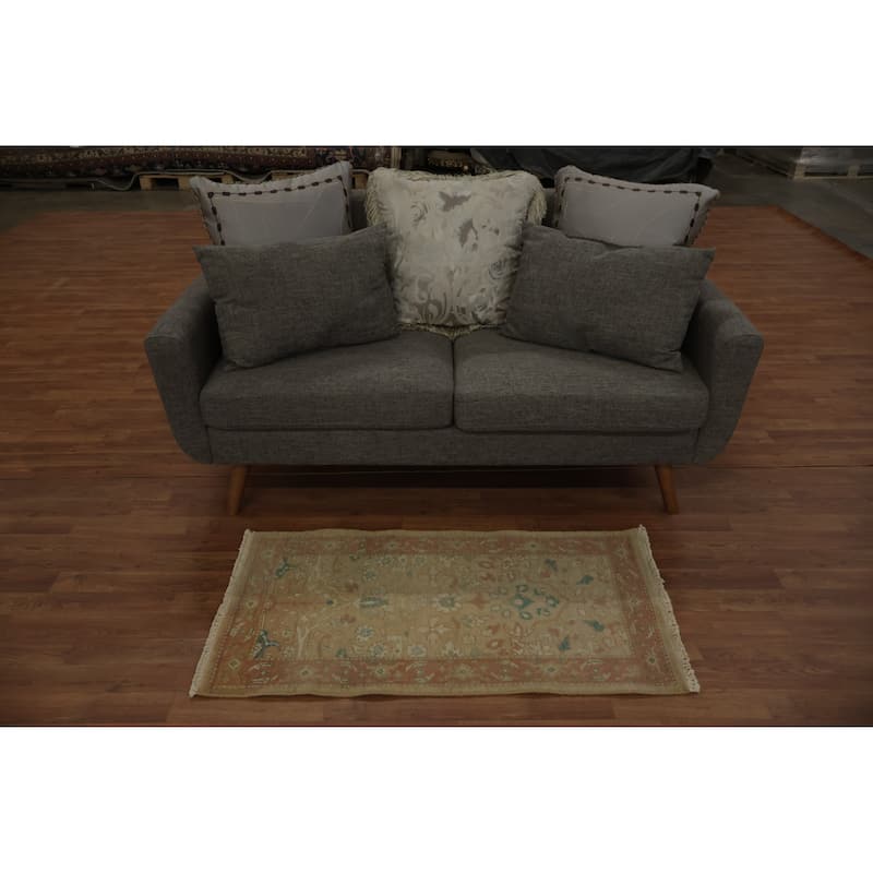 Hand Knotted Oriental 100% Wool Carpet Traditional All-Over Yellow & Gold Ziegler Area Rug - 3' 9'' X 2' 0''