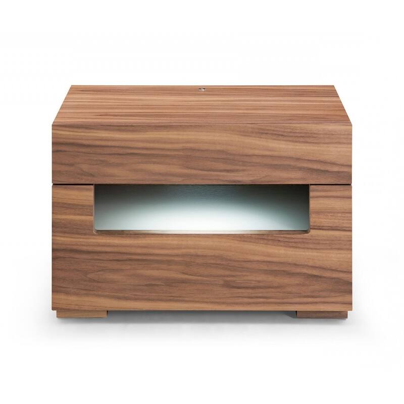 HomeRoots 16" Wood Lighted Two Drawer Nightstand