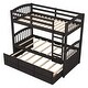 preview thumbnail 11 of 14, Minimalist Twin over Twin environmentally friendly solid Wood Bunk Bed with Trundle and Drawers,Black, full length guardrails