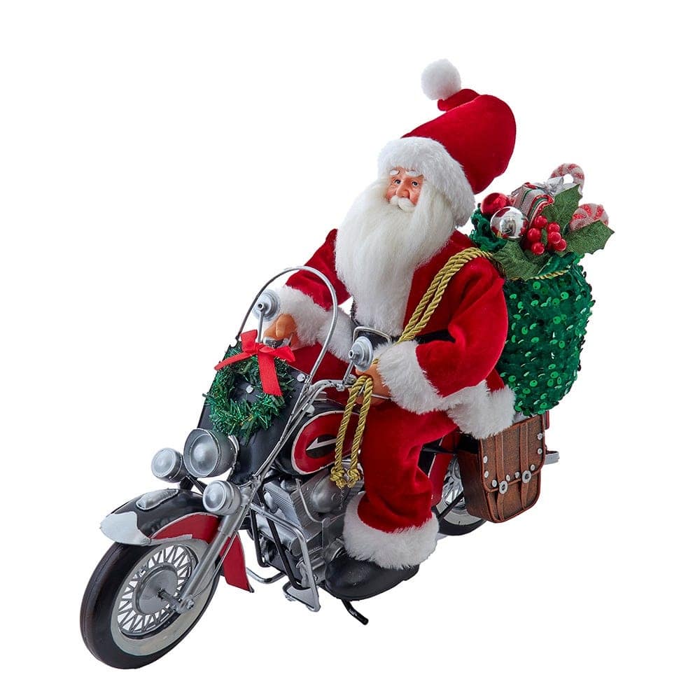 Kurt Adler whimsical 14-Inch Kringles Motorcycle Santa with Giftbag