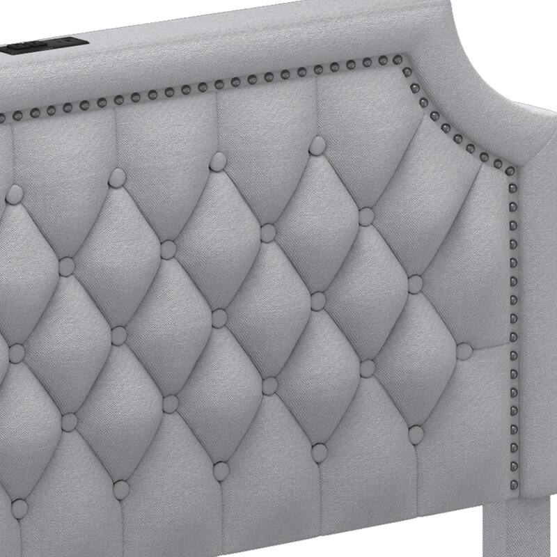 Moasis Velvet/Linen Upholstered Bedframe with Adjustable Headboard and 4 Storage Drawers