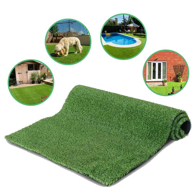 6ft x 10ft Turf Mat - Thick Fake Faux Grass with Rubber Backing & Drainage Holes(Grass height 0.78 inches/2cm) - Green