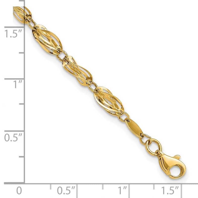 Curata 14k Yellow Gold Polished Fancy Bracelet 7.75 Inch