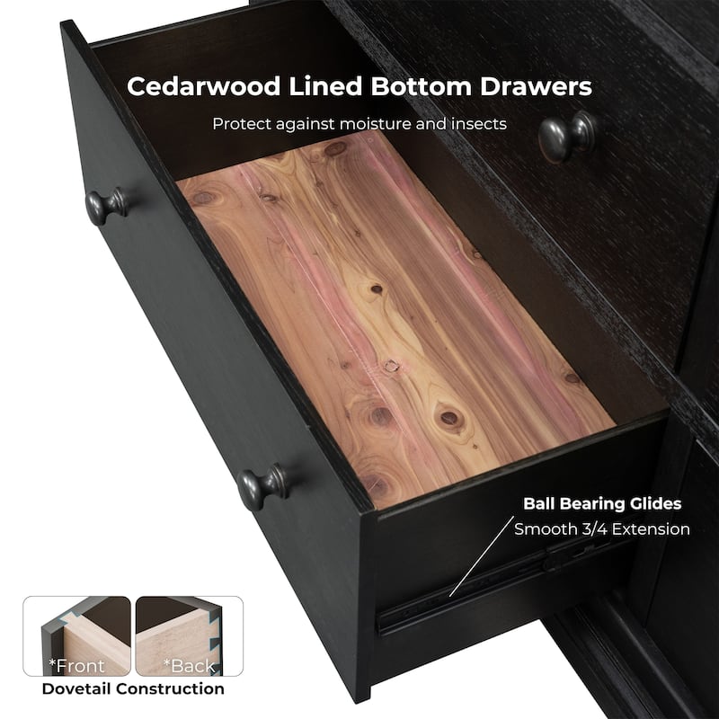 Furniture of America Lucan Farmhouse 2-piece Black Solid Wood Dresser and Mirror Set