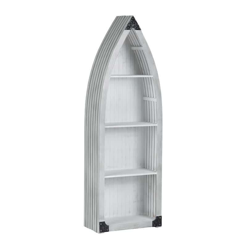 70.86 in. White Solid Wood 4 Shelf Bookcase