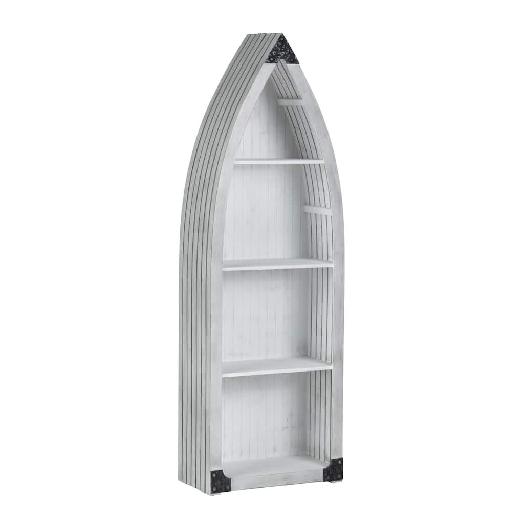 70.86 in. White Solid Wood 4 Shelf Bookcase