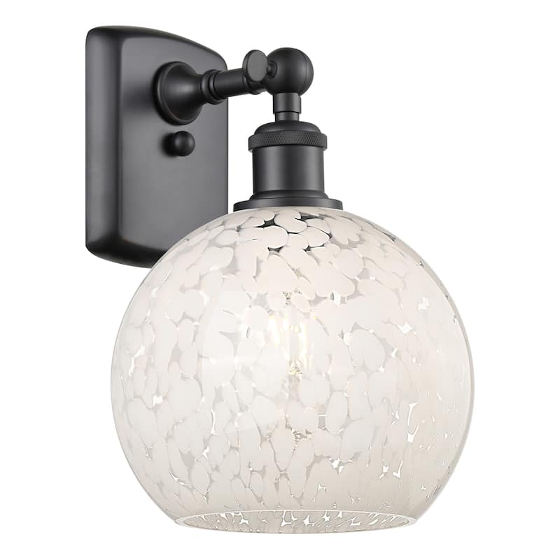 Innovations Lighting 516-1W-11-8 White Mouchette Sconce White - Matte Black / White Mouchette