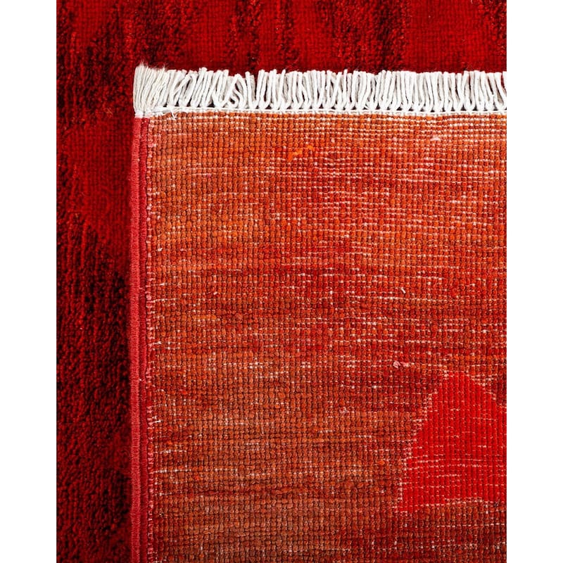 Overton Hand Knotted Wool Vintage Inspired Modern Contemporary Overdyed Orange Area Rug - 8' 1" x 10' 1"