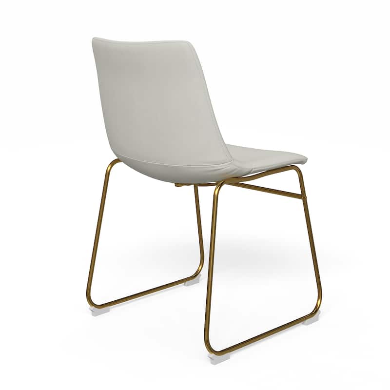 Petra Vegan Leather Side Chairs with Gold Legs (Set of 2)