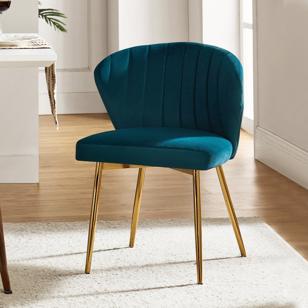 Luna Modern Glam Upholstered Tufted Back Side Accent Dining Chair with Small Base by HULALA HOME
