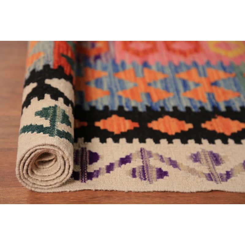 Southwestern Style Kilim Oriental Large Rug Flatweave Wool Carpet - 10'0"x 14'9"