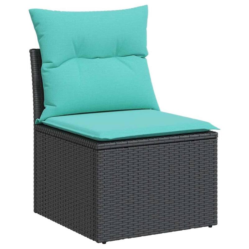 vidaXL Patio Sofa Set with Cushions Table and Couches 5 Piece Poly Rattan - 21.7 x 24.4 x 27.2