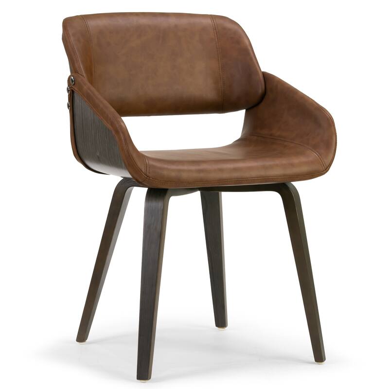 Amal Brown Dining Chair with Grey Wood Accent and Bentwood Legs
