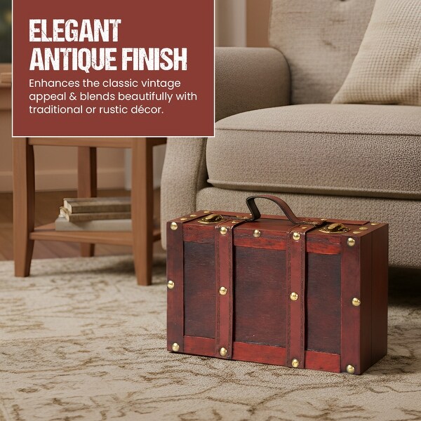 Wooden Vintage Luggage Trunks - Antique Carry on Suitcase Storage