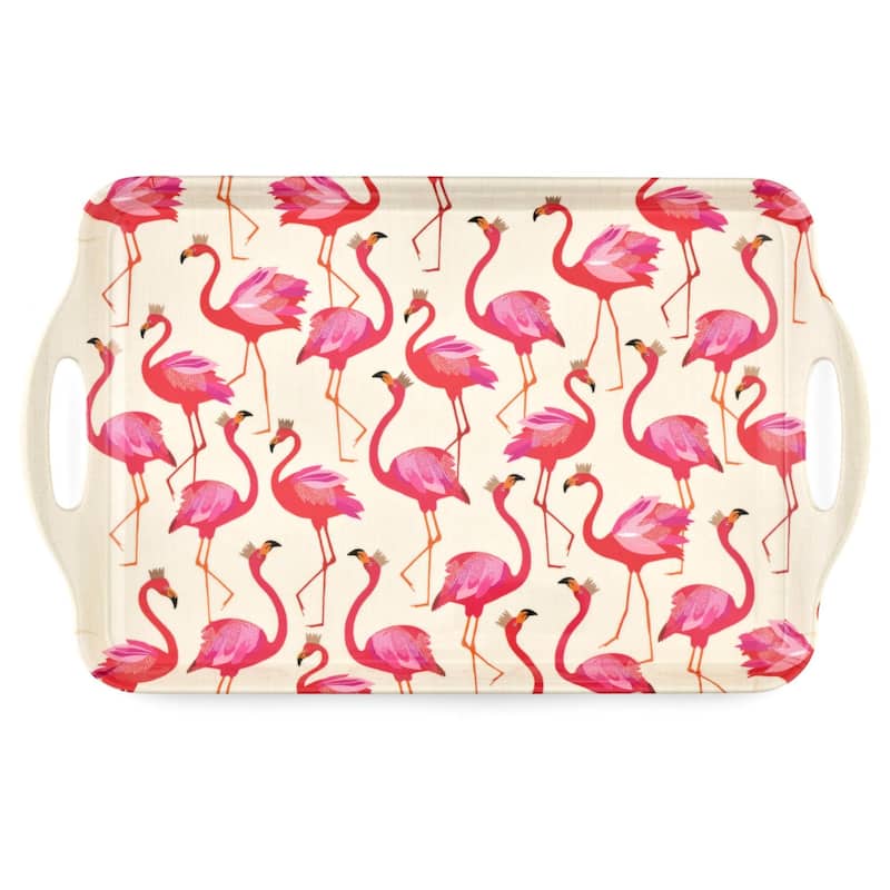 Pimpernel Sara Miller London Flamingo Large Handled Tray - 19.24" x 11.5" - Flamingo Design - 1 Piece - 19.24" x 11.5"